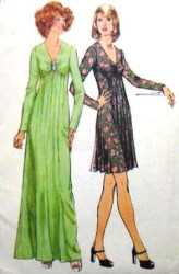 6024 SIMPLICITY V-NECK GATHERED BODICE DRESS 2 LENGTHS PATTERN 10, 12 CHOICE